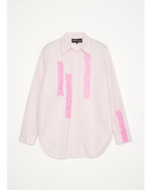 Edward Cuming Stripe Ribbon Print Shirt - Pink