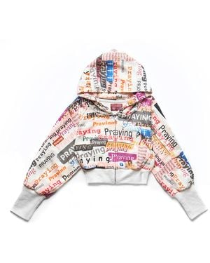 PRAYING Story Crop Zip - White