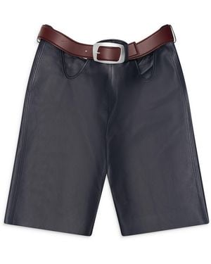 Jean Paul Gaultier Leather Bermuda Shorts - Blue