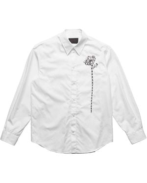 Simone Rocha Classic Shirt W/ Crystal Carnation - White