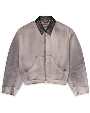 Acne Studios Faded Denim Bomber Jacket - Brown