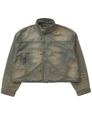 NAMESAKE Striped Fox Denim Jacket - Green