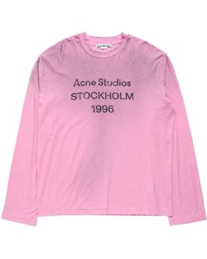Acne Studios Logo Long Sleeve T-Shirt - Pink
