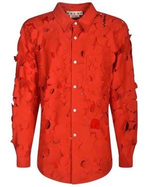 Marni Embroidered Rover Flowers Cut-Out Shirt