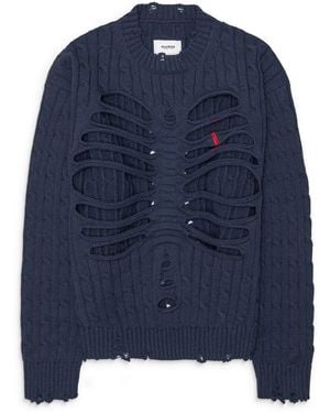Doublet Rib Cage Cable Knit Pullover - Blue