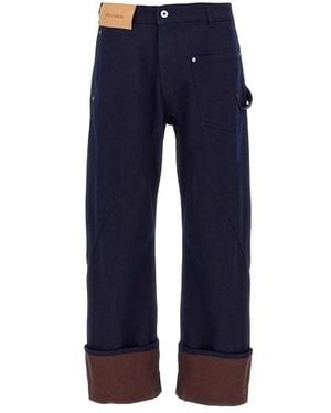 JW Anderson Turn Up Twisted Workwear Jeans - Blue