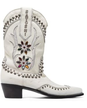 Satoshi Nakamoto Scar Tissue Cowboy Boot - White