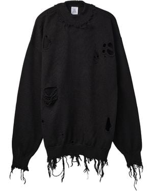 Vetements Destroyed Sweater - Black