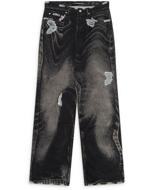 CAMPERLAB Distorted Print Distressed Denim Jeans - Gray