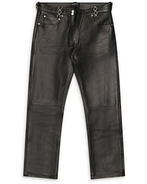 Enfants Riches Deprimes Moto Fly Straight Leg Leather Jeans - Gray