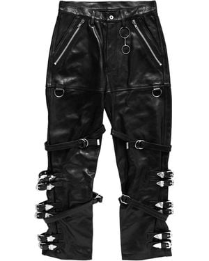 Doublet Buckle Overload Leather Pants - Black