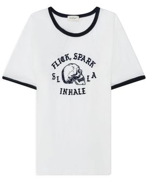 Second Layer 'Flick, Spark, Inhale' Ringer T-Shirt - White