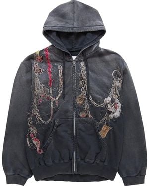 Doublet Embroidered Chain Zip-Up Hoodie - Black