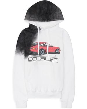 Doublet Exhaust Stained Hoodie - White