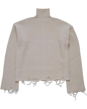 MATIERES FECALES Chalet Distressed Sweater Toile - White