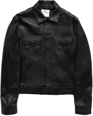 Courreges Signature Vintage Leather Trucker Jacket - Black