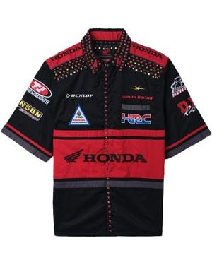 Phipps Deadstock Vintage Racing Shirt W/ Crystal Stud Treatment - Red