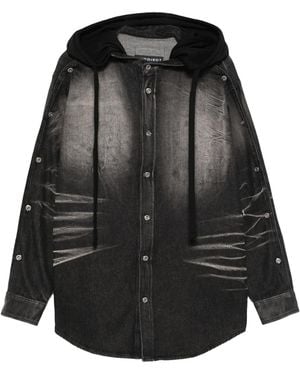 Y. Project Insert Hood Denim Shirt - Black