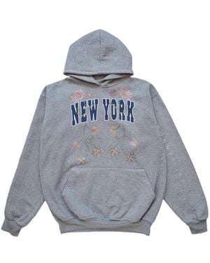 Conner Ives Reconstituted Floral Crystal Hoodie - Blue