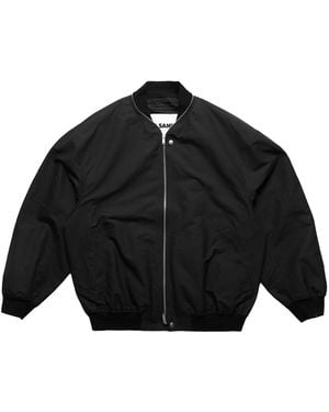 Jil Sander Wool Bomber With Zip Details - Black