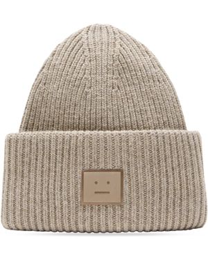 Acne Studios Large Face Logo Beanie Greige Melange - Gray