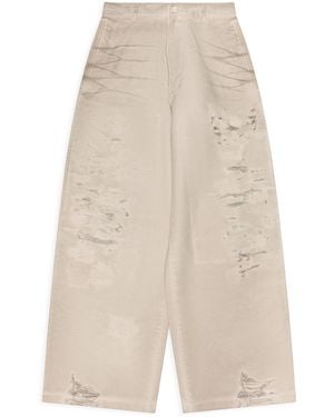 Acne Studios Distressed Wide Leg Pants Light Taupe - Natural