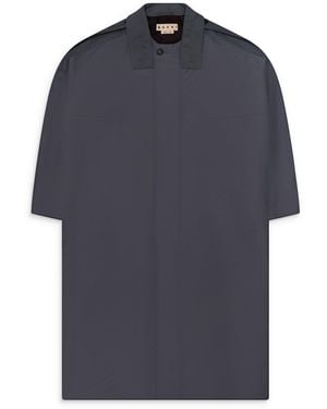 Marni Crinkled Blend Nylon Coat Dark Ash - Blue
