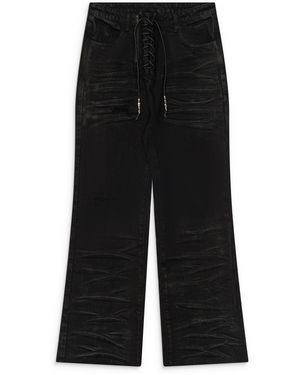 Troubled Waters Lace Up Jeans - Black