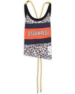 DSquared² Leopard Tank Top - Red