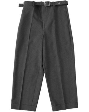 Jil Sander Wool Canvas Belted Pants Volcanic Glass - Gray