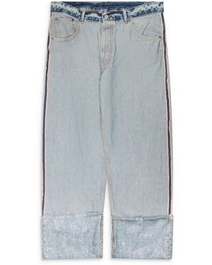 Acne Studios Turn Up Rhinestone Pants - Blue
