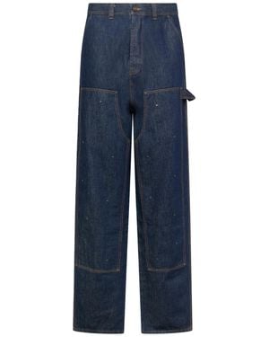 Kusikohc Workwear Multi-Rivet Denim Jeans - Blue