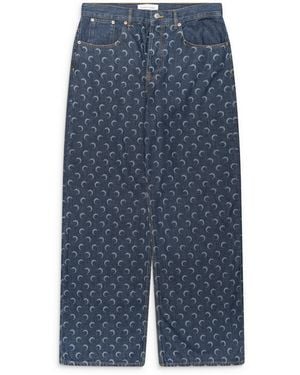 Marine Serre Midnight Denim Straight Jeans - Blue