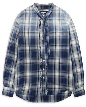 DSquared² Plaid Ruffles Shirt - Blue