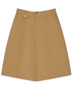 Simone Rocha Tailored Wide Leg Belt Loop Tab Shorts W/ Daisy - Natural