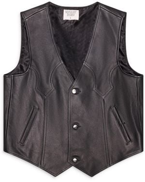 MIDNIGHT RODEO Leather Vest - Gray