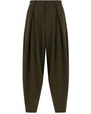 HOMME PLUS Wool Pleated Pants 1-Khaki - Green