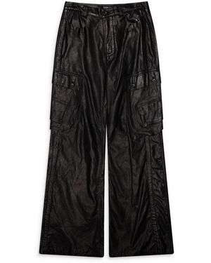 SAN263-1 Cargo Leather Pants - Black