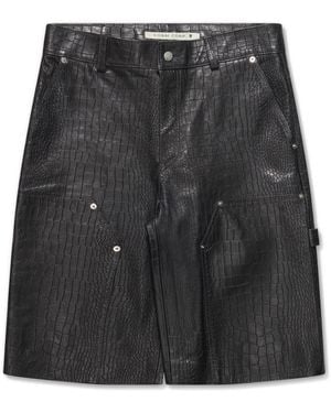 YOSSI CORP. Crocodile Leather Carpenter Short - Black