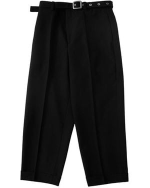 Jil Sander Wool Canvas Belted Pants - Black