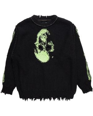 Doublet Glow-In-The-Dark Skull Knit Pullover - Black
