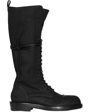 Ann Demeulemeester Heini Pintuck Combat Boots - Black