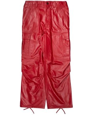 Ambush Leather Cargo Pants - Red