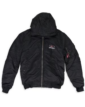 PROTOTYPES Technical Nylon Fixed Hood Bomber - Blue