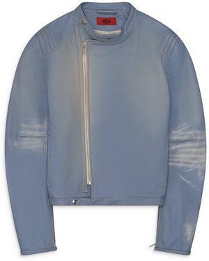 424 Hb Race Jacket Leather Denim Effect - Blue
