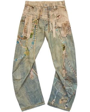 Acne Studios Keychains Trompe L'Oeil Jeans - White