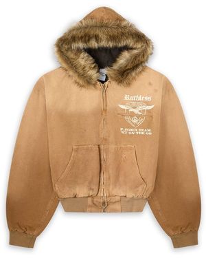 Protocol Index Detachable Fur Hoodied Work Jacket - Natural