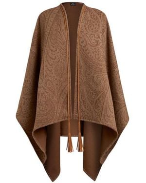 Etro Wool And Cashmere Jacquard Cape - Brown