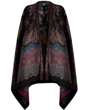 Etro Wool- And Silk-Blend Jacquard Cape - Black