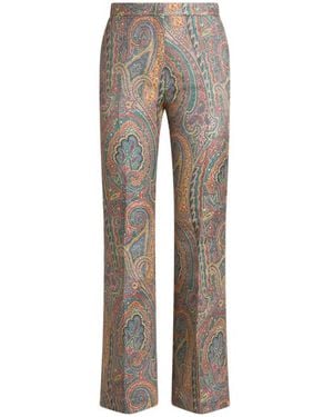 Etro Flared Paisley Jacquard Pants - Gray